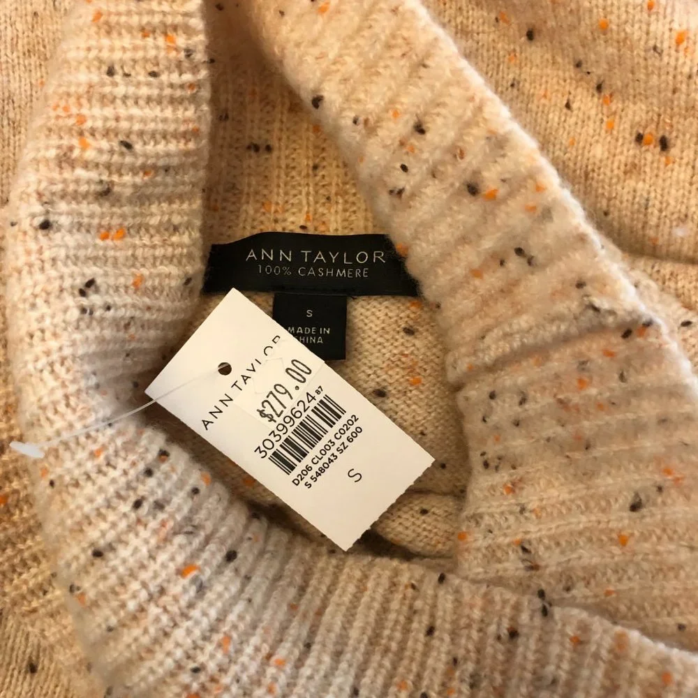 Ann Taylor Speckled Cashmere Turtleneck Sweater
